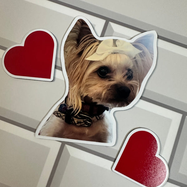 Personalized dog photo die-cut fridge magnet with heart shape – SoulMade Customs