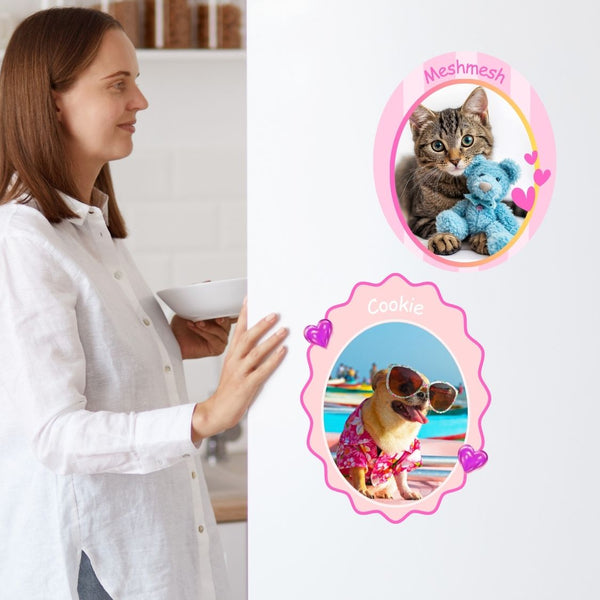 Custom Pet Photo Magnet with Name – Personalized Fridge Magnet