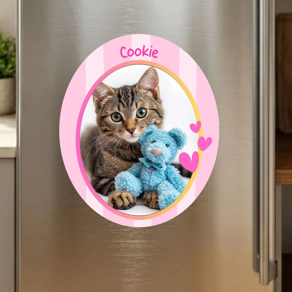 Custom Pet Photo Magnet with Name – Personalized Fridge Magnet - SoulMade Customs
