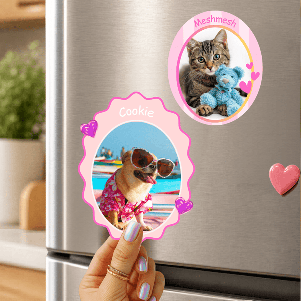 Custom Pet Photo Magnet with Name – Personalized Fridge Magnet - SoulMade Customs
