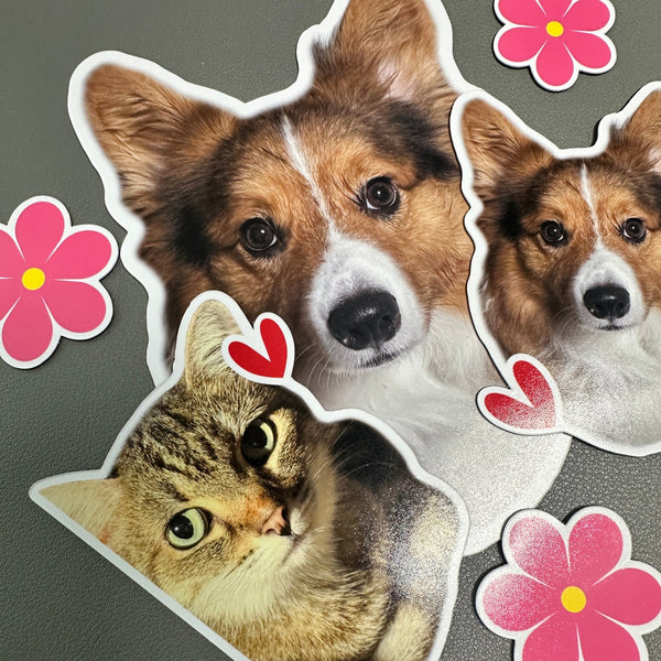 Custom flower-shaped dog photo fridge magnet – unique personalized pet gift